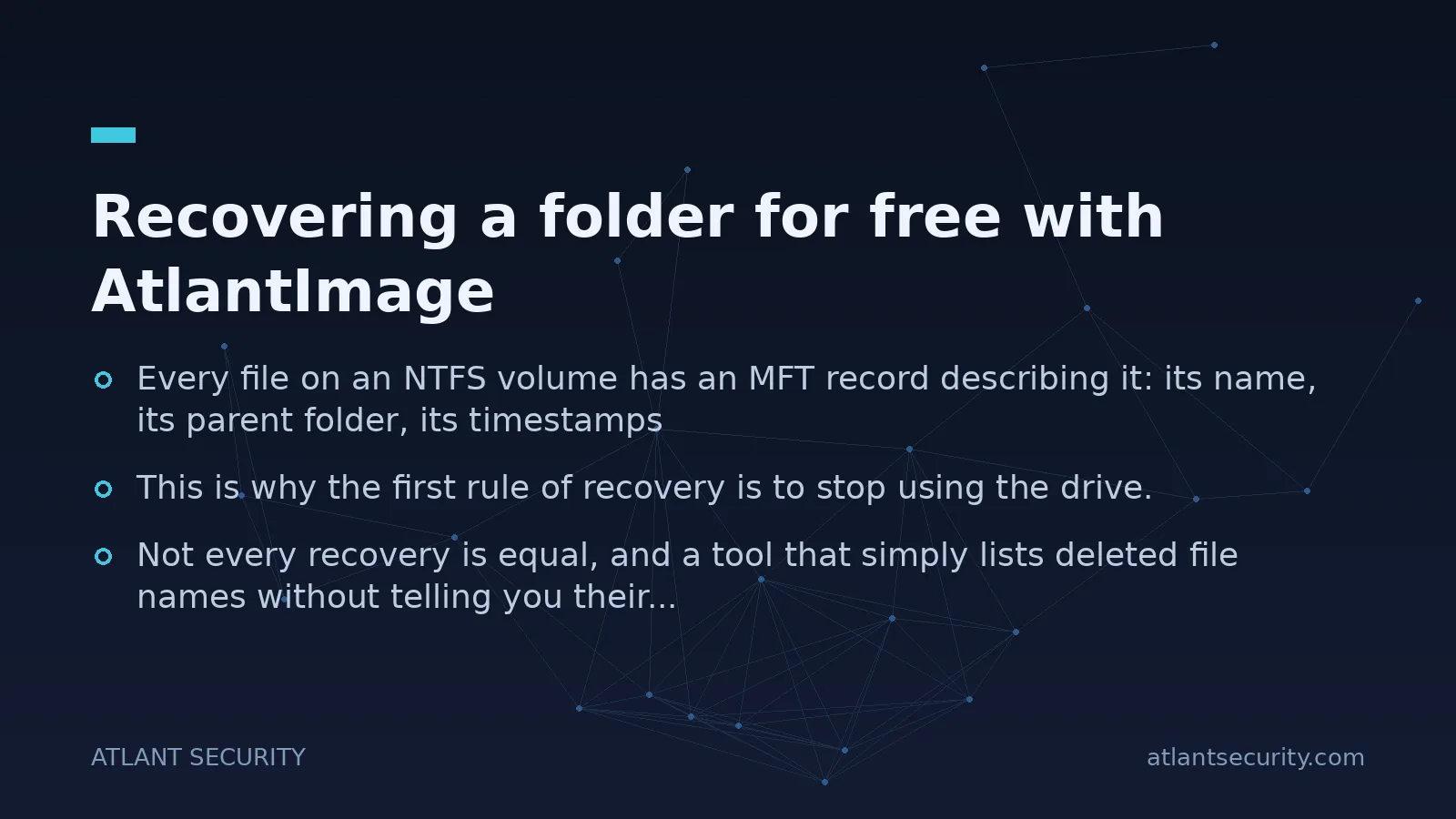 Recovering a folder for free with AtlantImage - key points