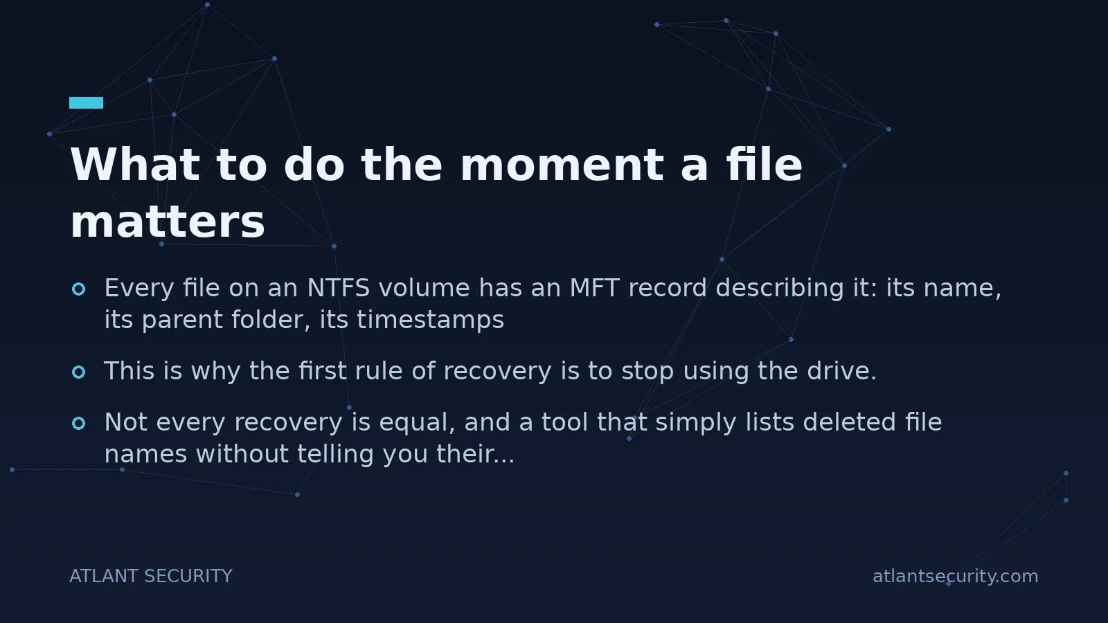 What to do the moment a file matters - key points