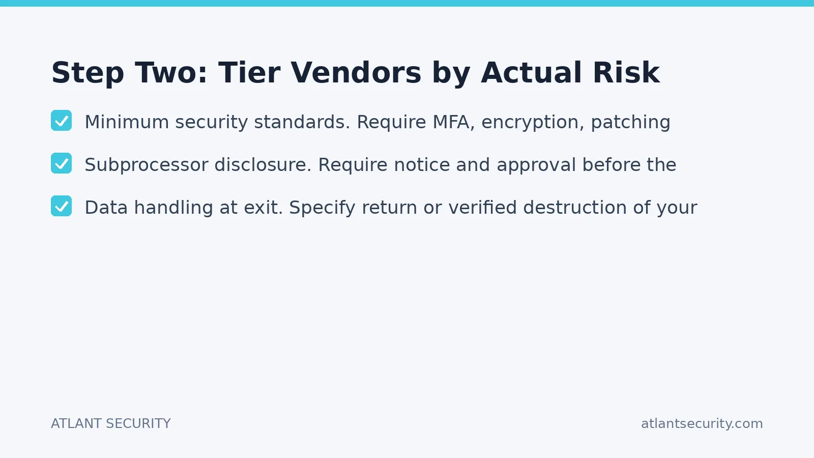 Checklist: Step Two: Tier Vendors by Actual Risk