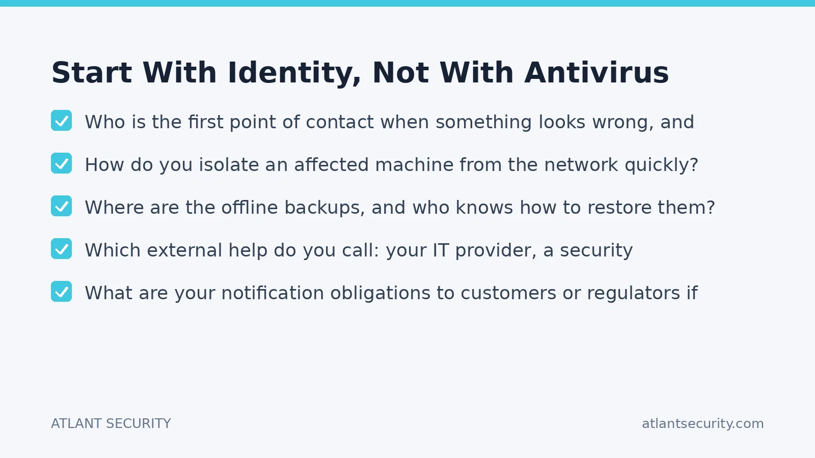 Checklist: Start With Identity, Not With Antivirus