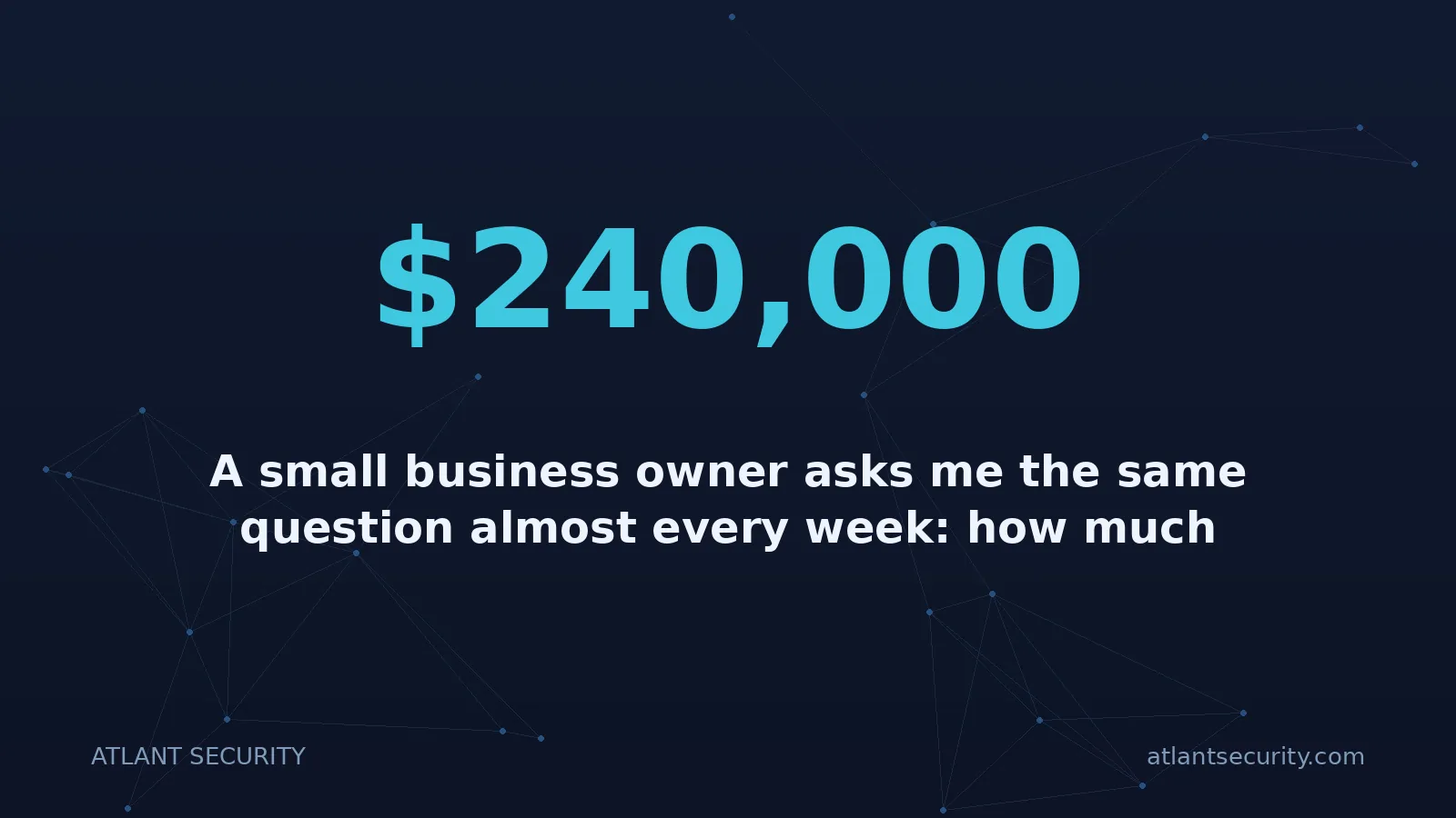 $240,000: A small business owner asks me the same question almost every week: how much does cybersecurity actu