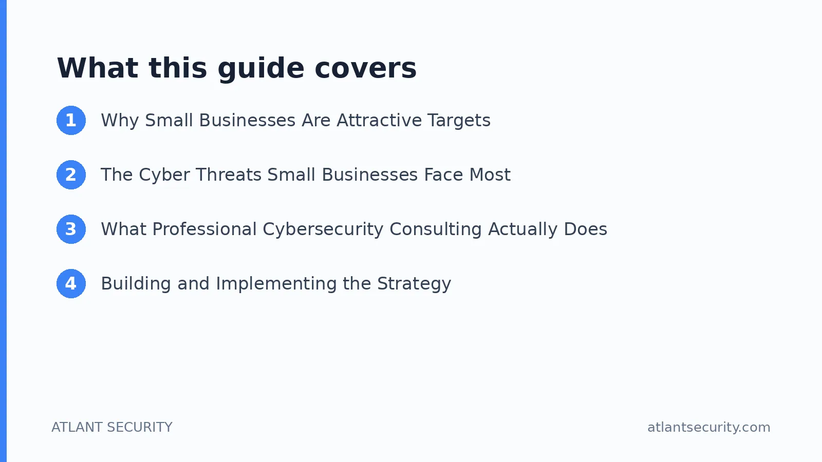 What this guide covers: Why Small Businesses Are Attractive Targets, The Cyber Threats Small Businesses Face Most, What Professional C