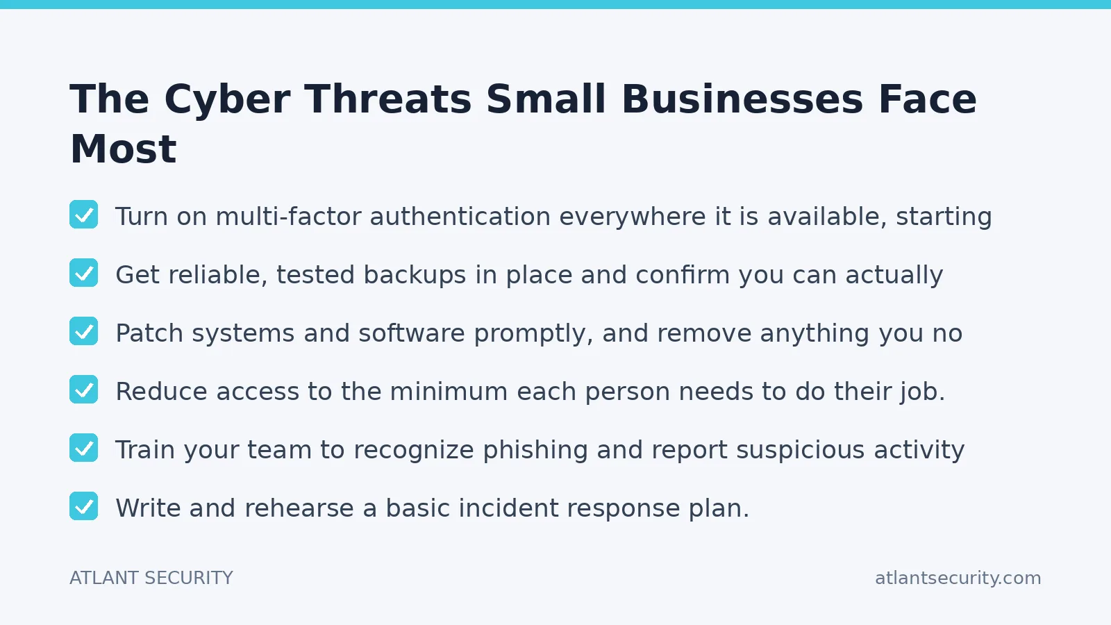 Checklist: The Cyber Threats Small Businesses Face Most