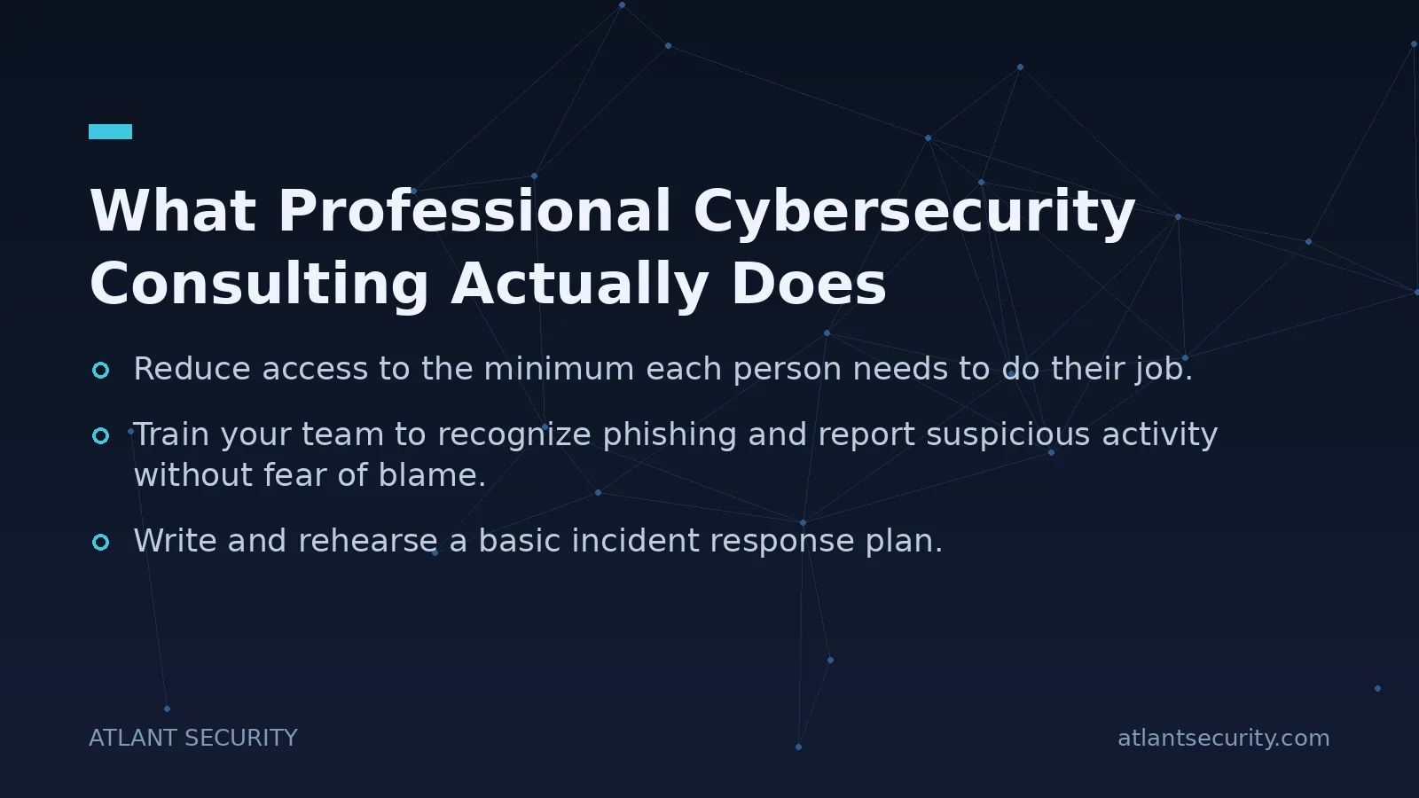 What Professional Cybersecurity Consulting Actually Does - key points