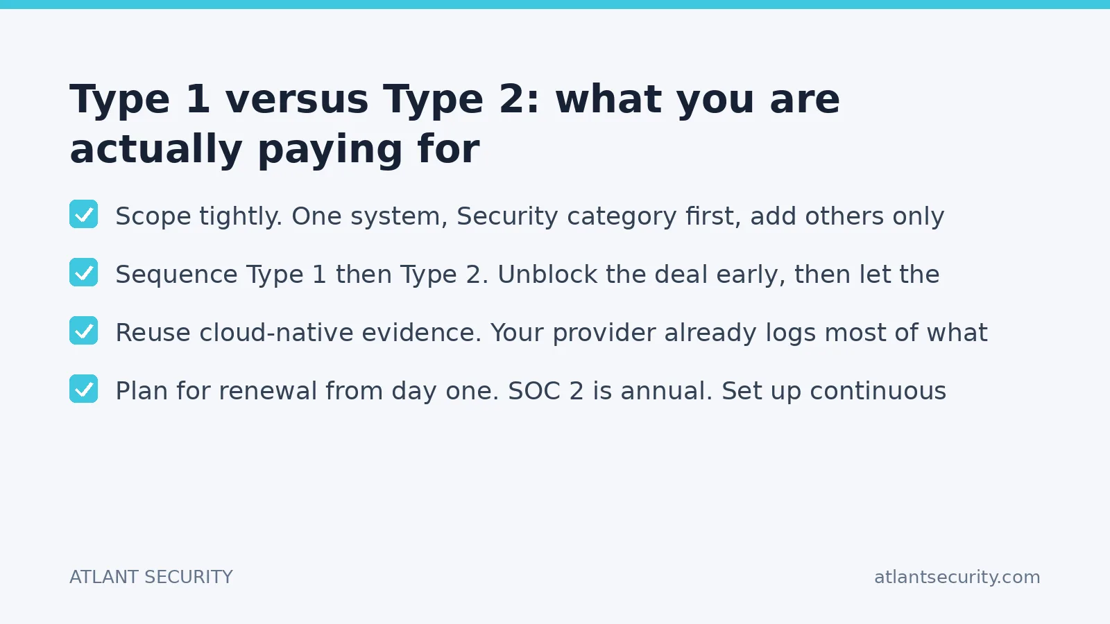 Checklist: Type 1 versus Type 2: what you are actually paying for