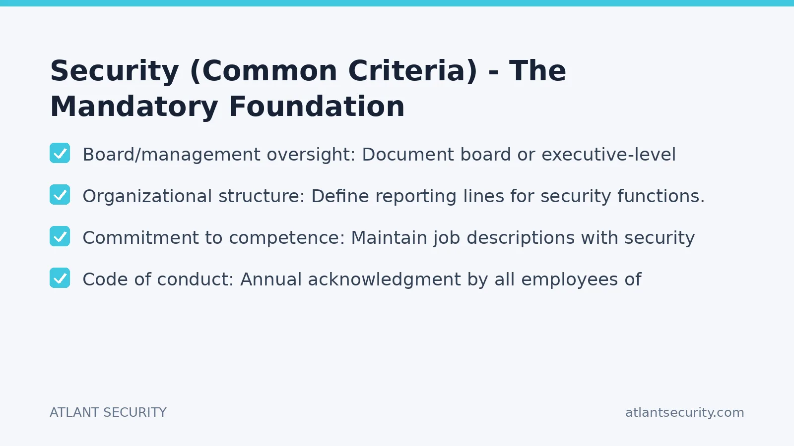 Checklist: Security (Common Criteria) - The Mandatory Foundation