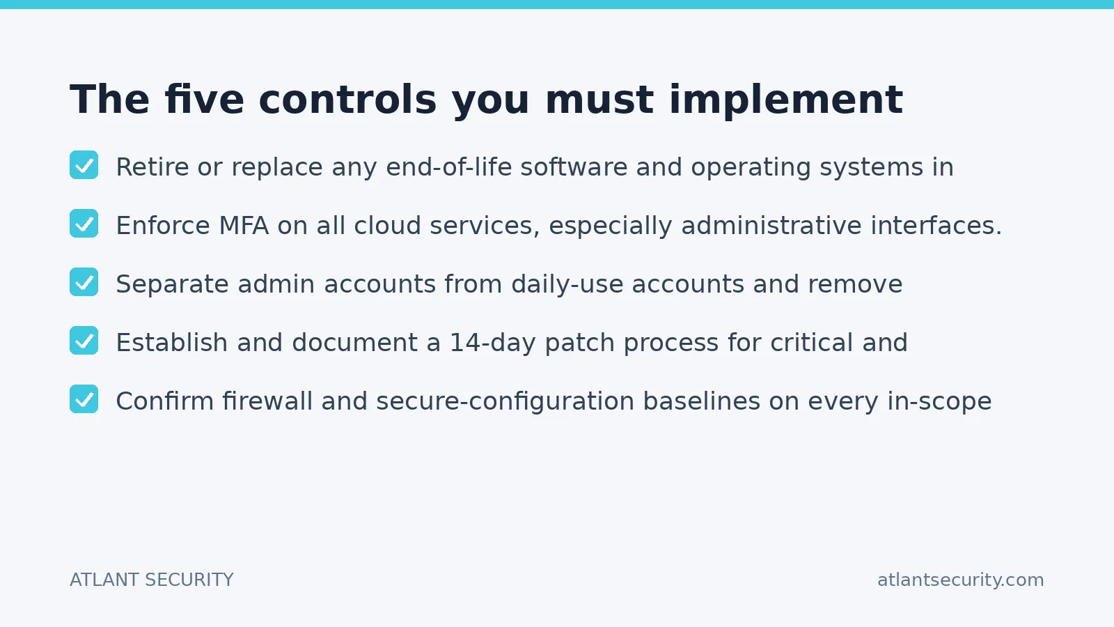 Checklist: The five controls you must implement