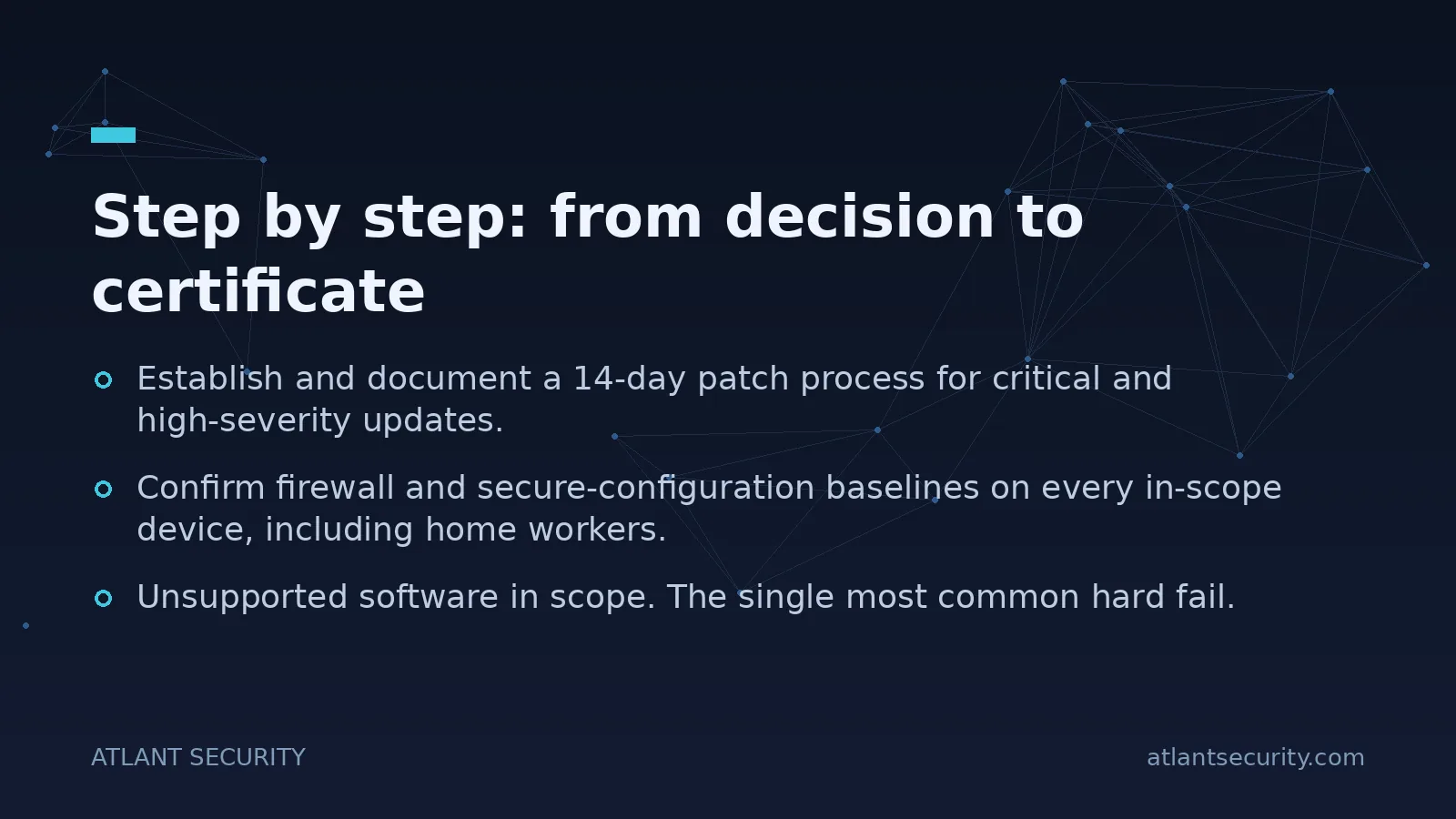 Step by step: from decision to certificate - key points