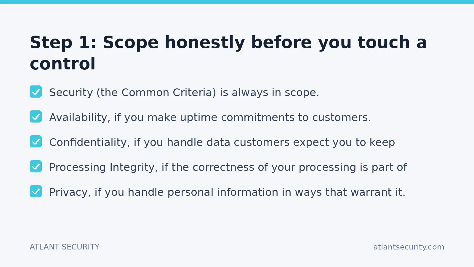 Checklist: Step 1: Scope honestly before you touch a control