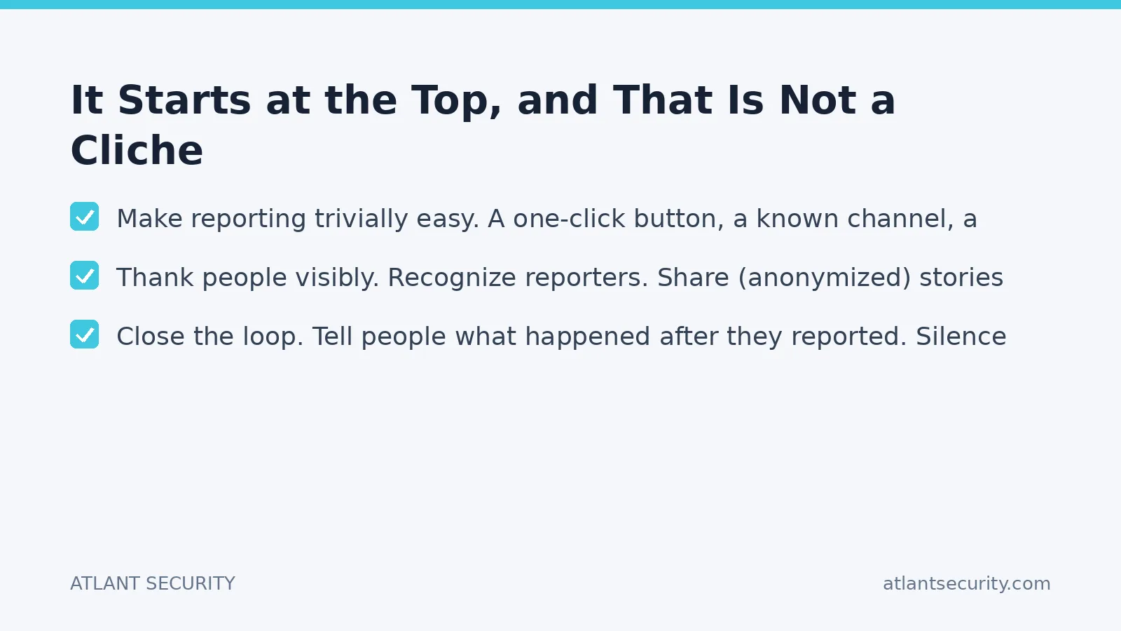 Checklist: It Starts at the Top, and That Is Not a Cliche