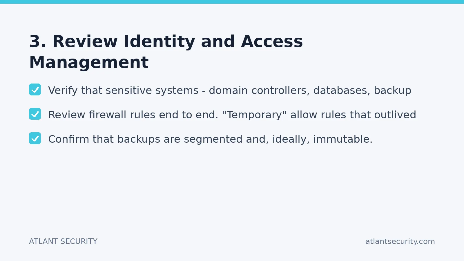Checklist: 3. Review Identity and Access Management