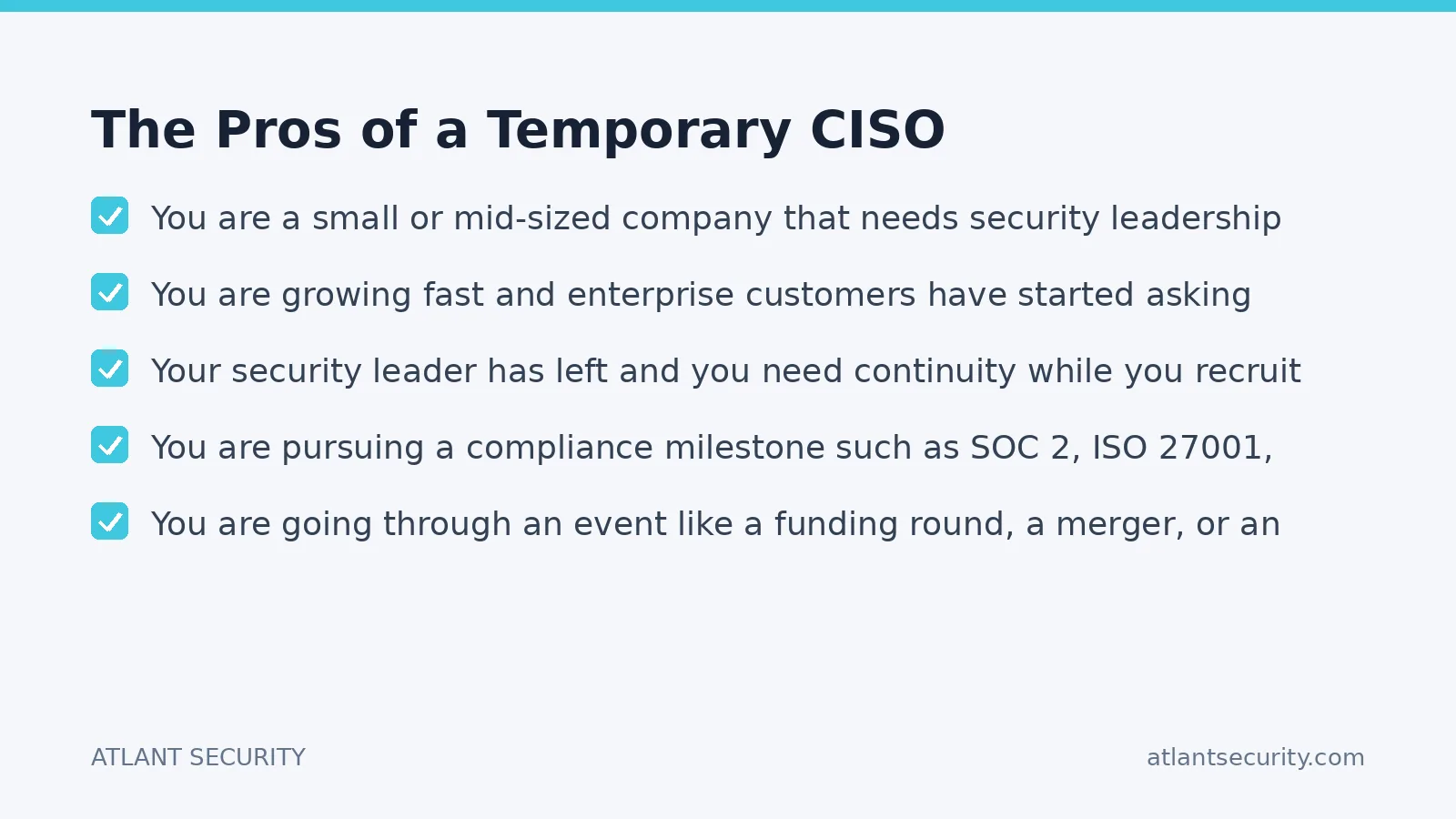 Checklist: The Pros of a Temporary CISO