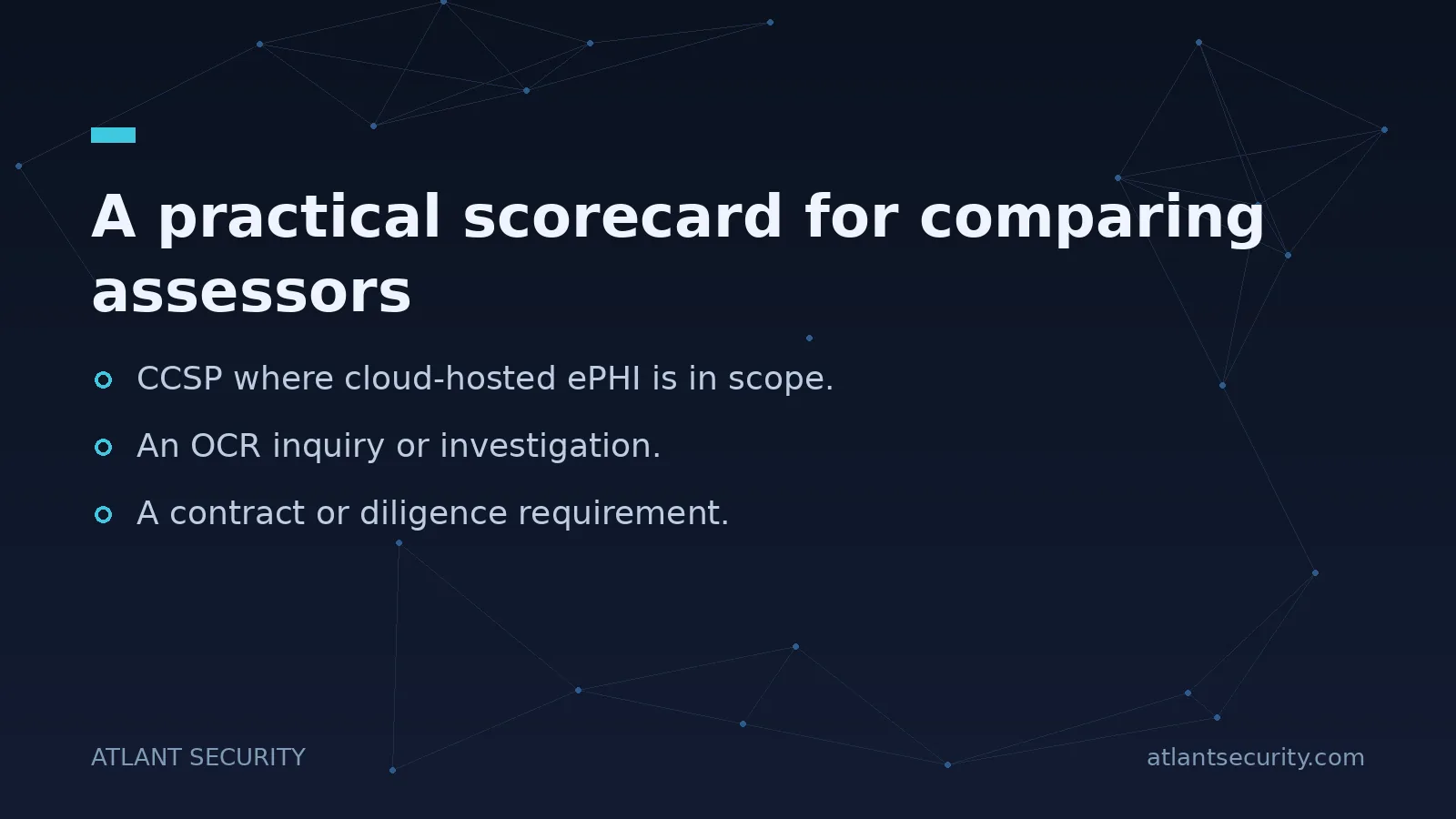 A practical scorecard for comparing assessors - key points