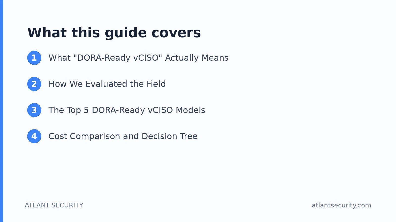 What this guide covers: What "DORA-Ready vCISO" Actually Means, How We Evaluated the Field, The Top 5 DORA-Ready vCISO Models