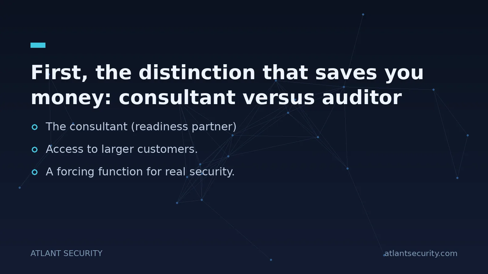 First, the distinction that saves you money: consultant versus auditor - key points