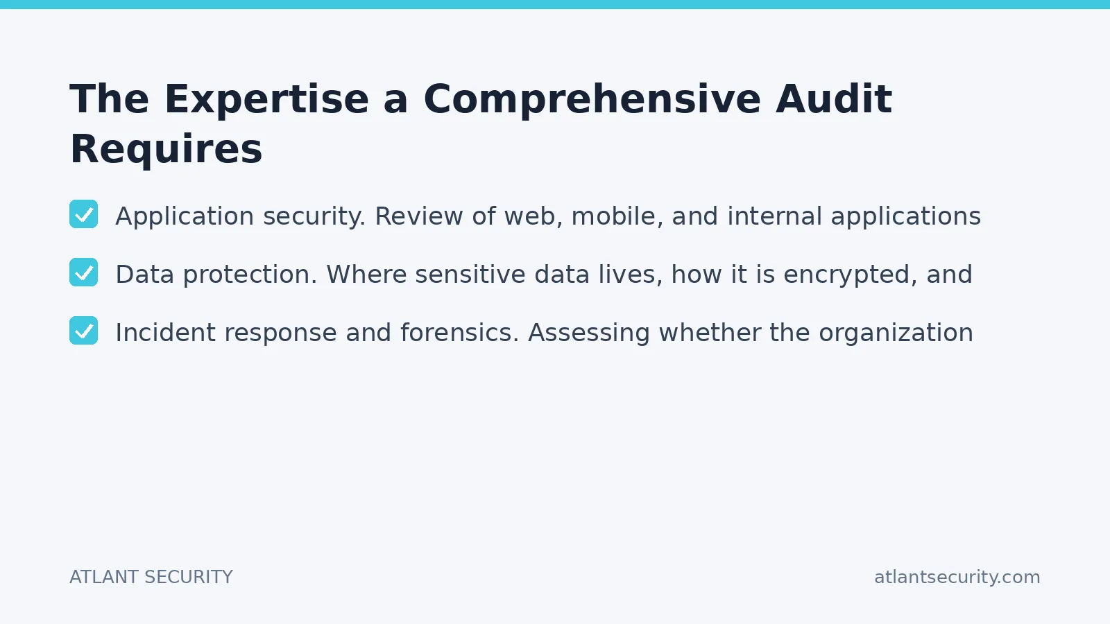 Checklist: The Expertise a Comprehensive Audit Requires