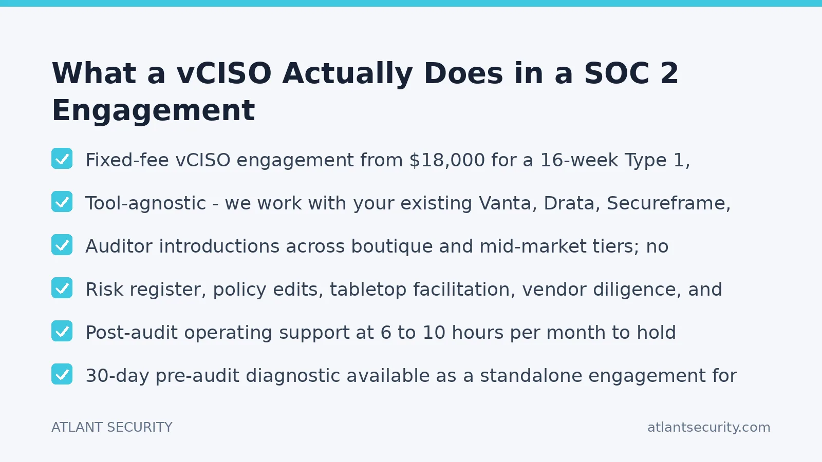 Checklist: What a vCISO Actually Does in a SOC 2 Engagement