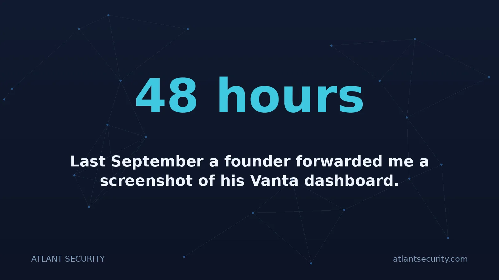 48 hours: Last September a founder forwarded me a screenshot of his Vanta dashboard.