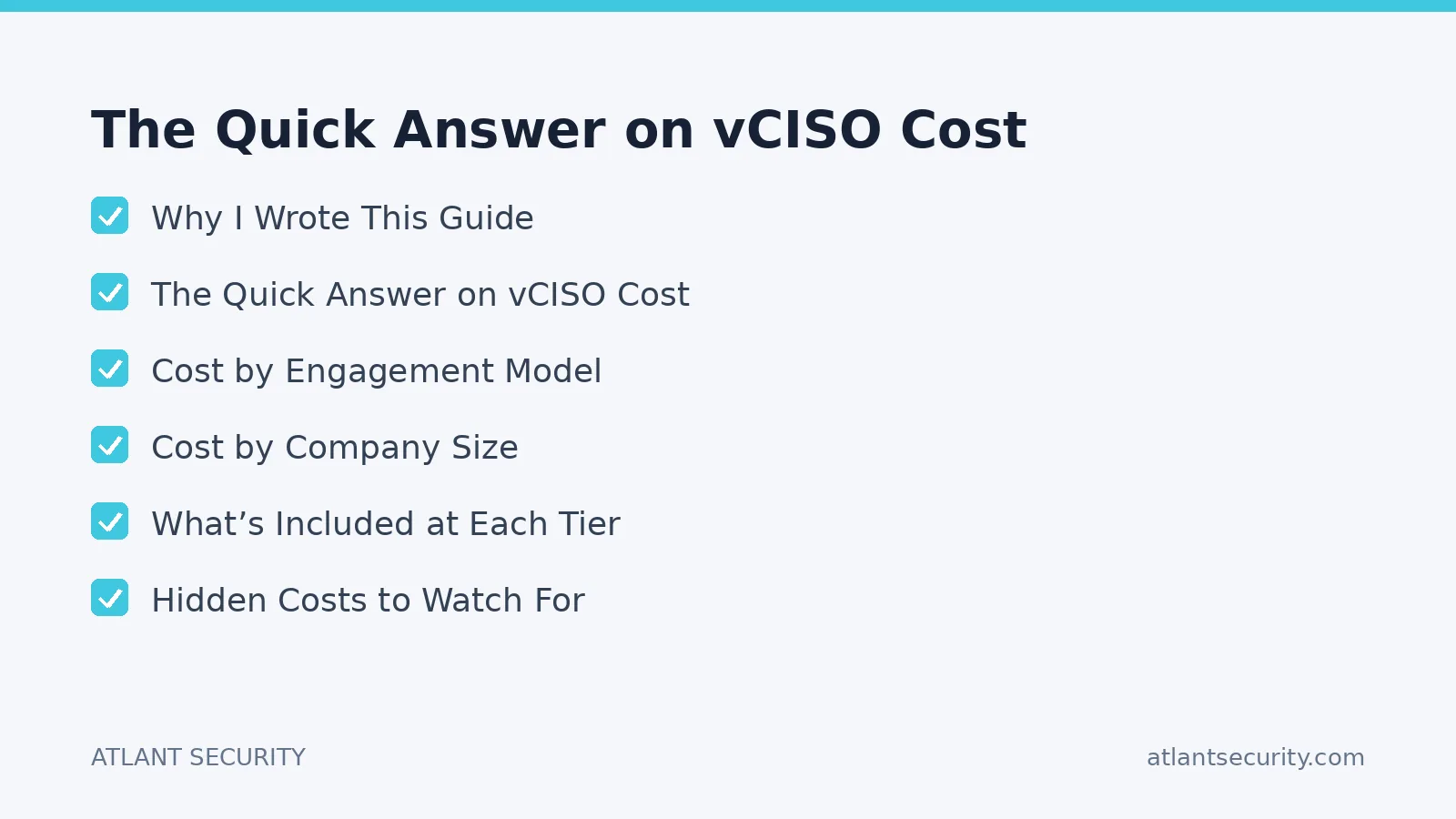 Checklist: The Quick Answer on vCISO Cost