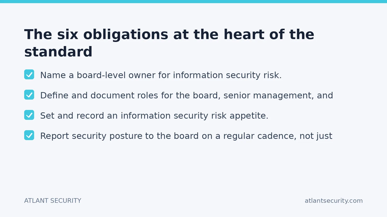 Checklist: The six obligations at the heart of the standard
