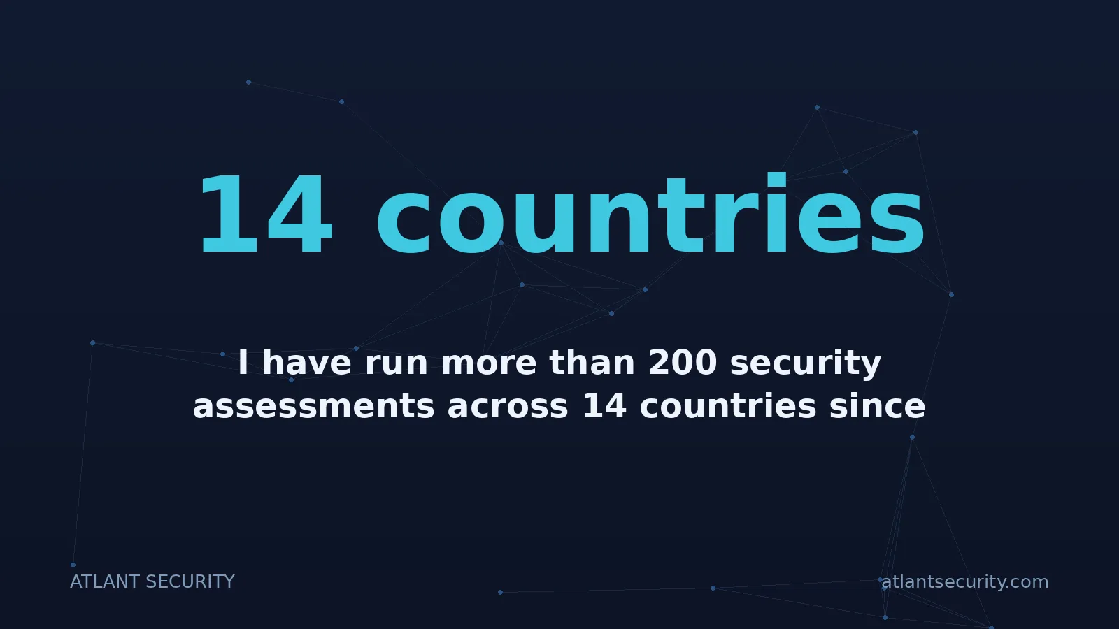 14 countries: I have run more than 200 security assessments across 14 countries since 2013