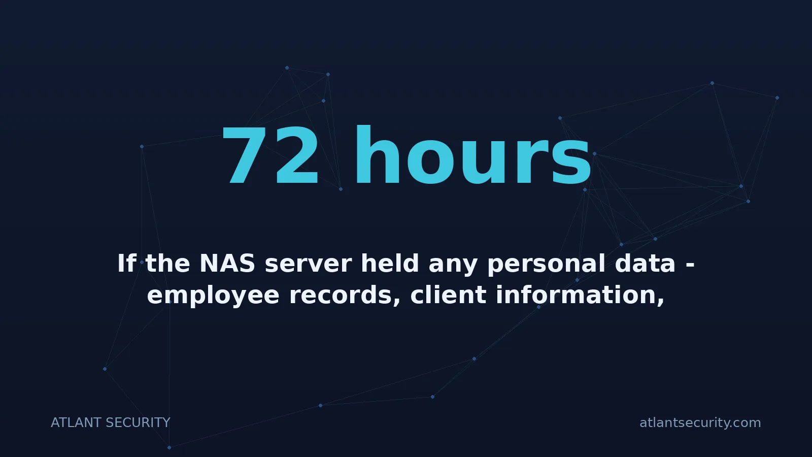 72 hours: If the NAS server held any personal data - employee records, client information, contracts, payment 