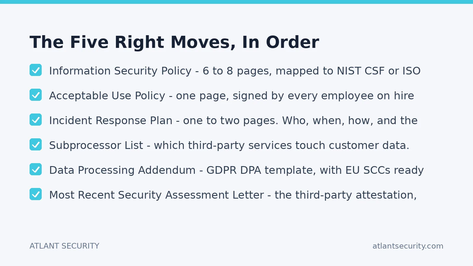Checklist: The Five Right Moves, In Order