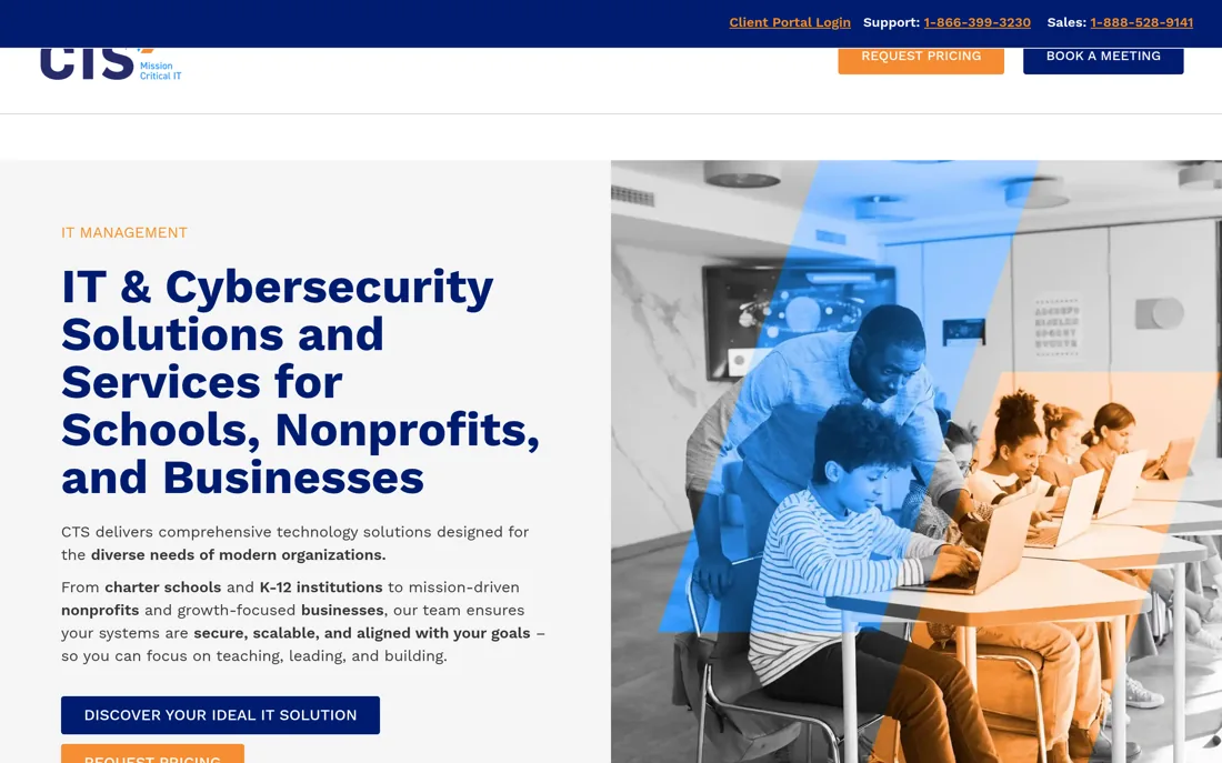 CTS homepage, a cybersecurity provider serving New York