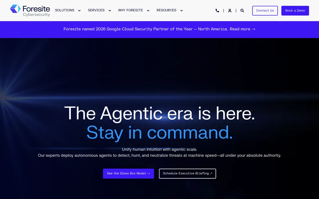 Foresite Cybersecurity homepage, a cybersecurity provider serving Washington, D.C.