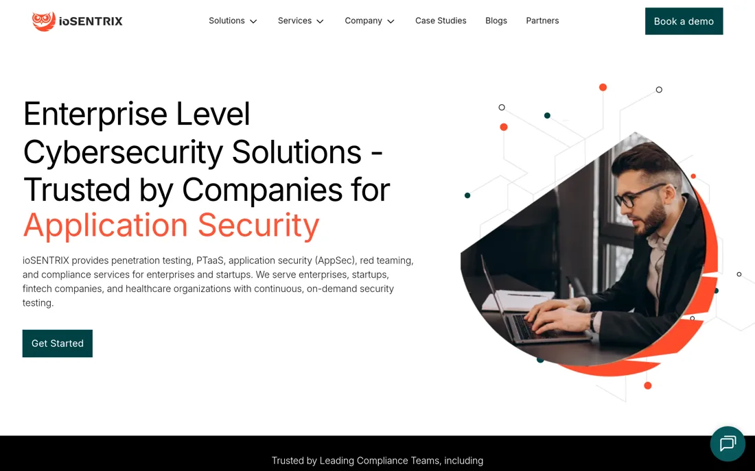 ioSENTRIX homepage, a cybersecurity provider serving Washington, D.C.