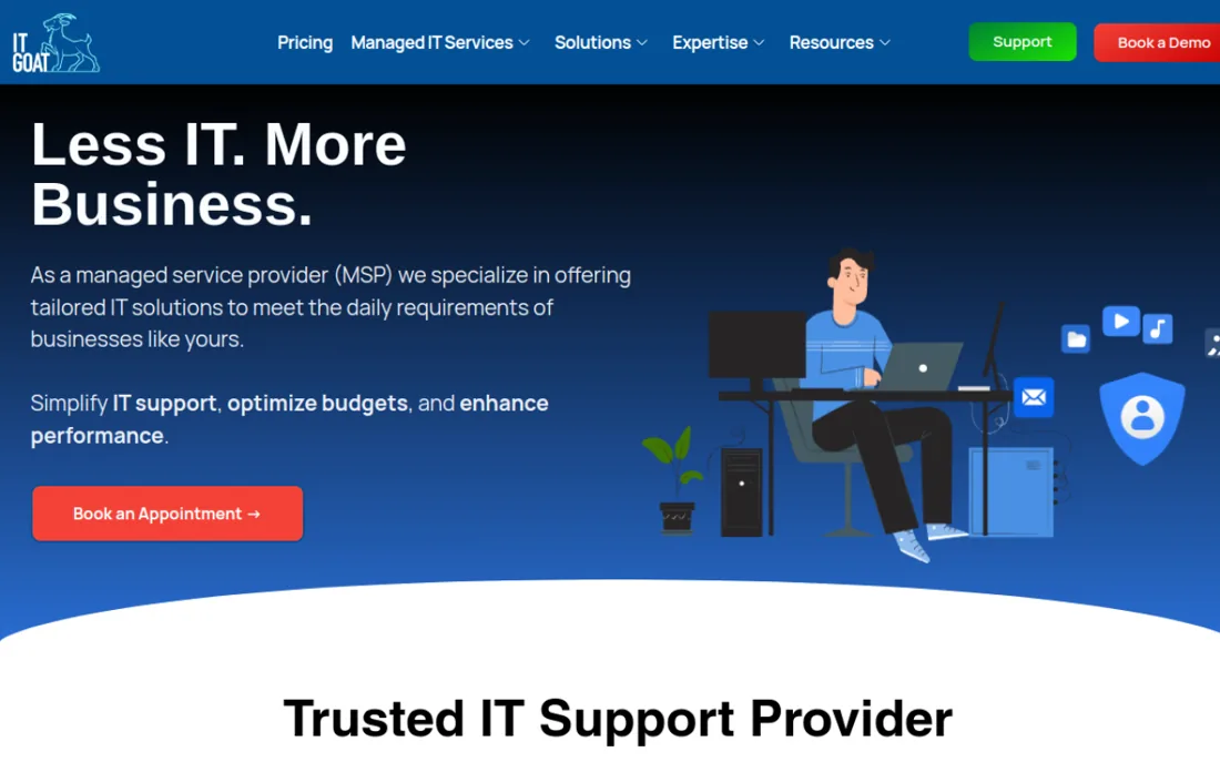 IT GOAT homepage, a cybersecurity provider serving Austin