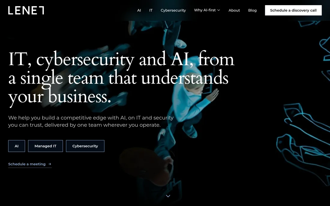 Lenet homepage, a cybersecurity provider serving Atlanta
