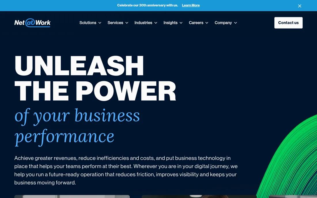 Net at Work homepage, a cybersecurity provider serving New York