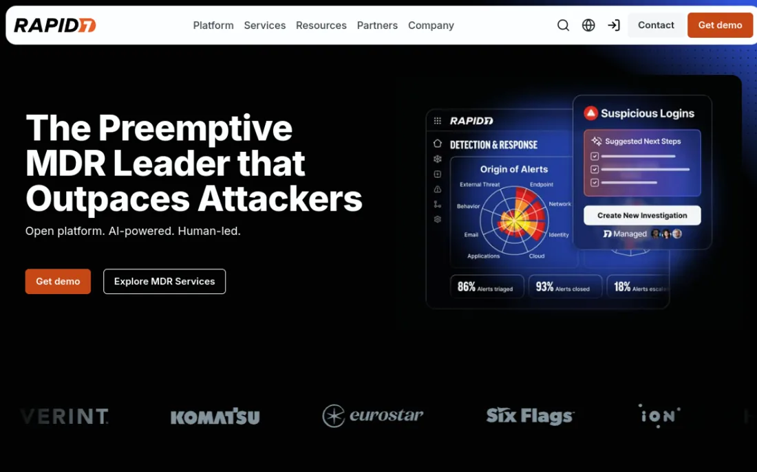 Rapid7 homepage, a cybersecurity provider serving Boston