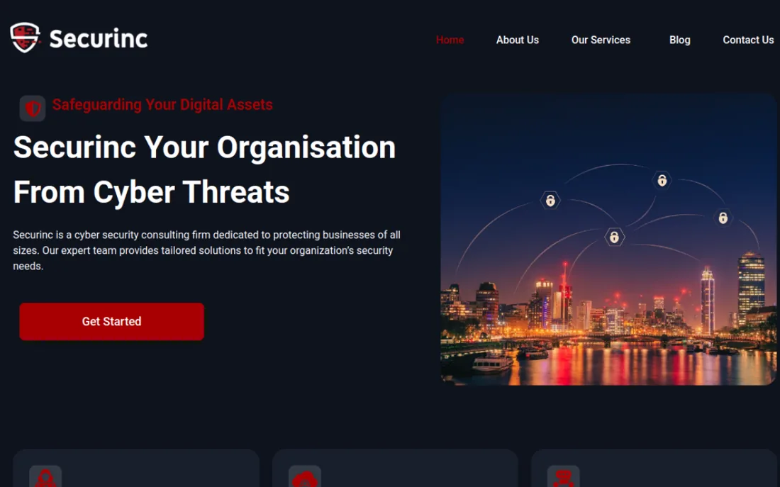 Securinc homepage, a cybersecurity provider serving Singapore
