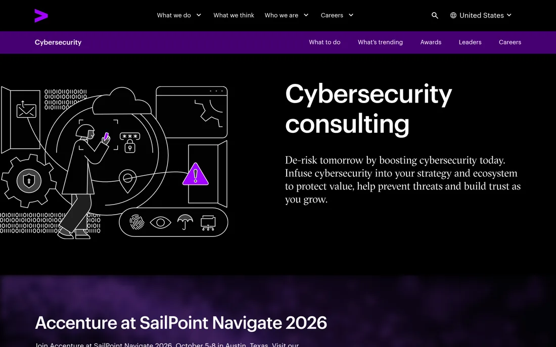 Accenture cybersecurity services homepage
