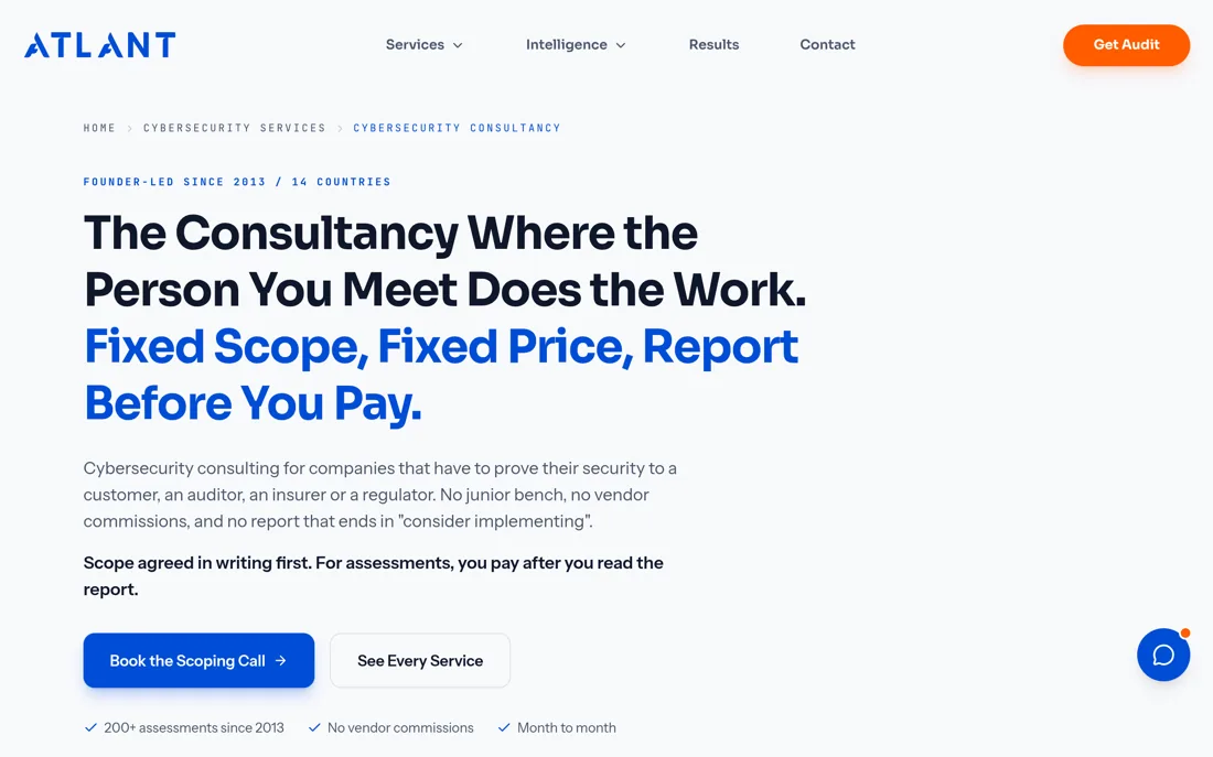 Atlant Security consultancy homepage