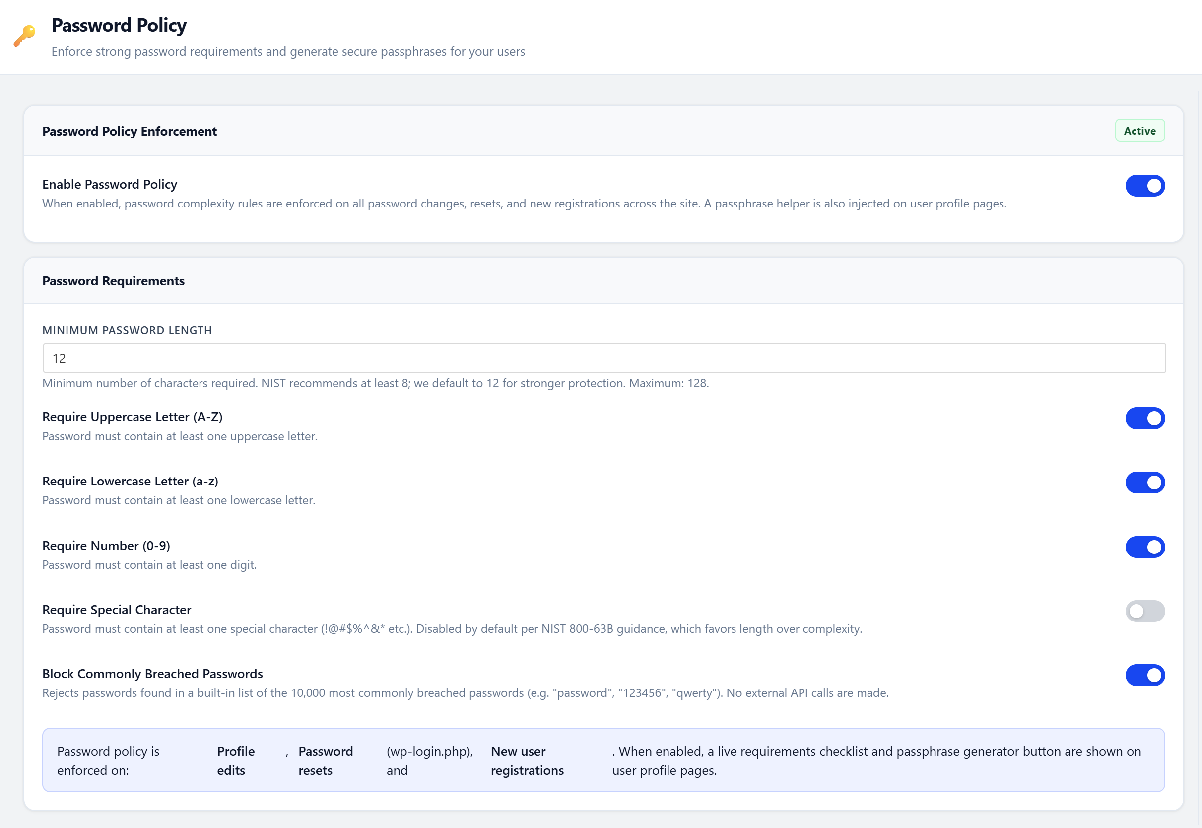 wordpress password policy plugin