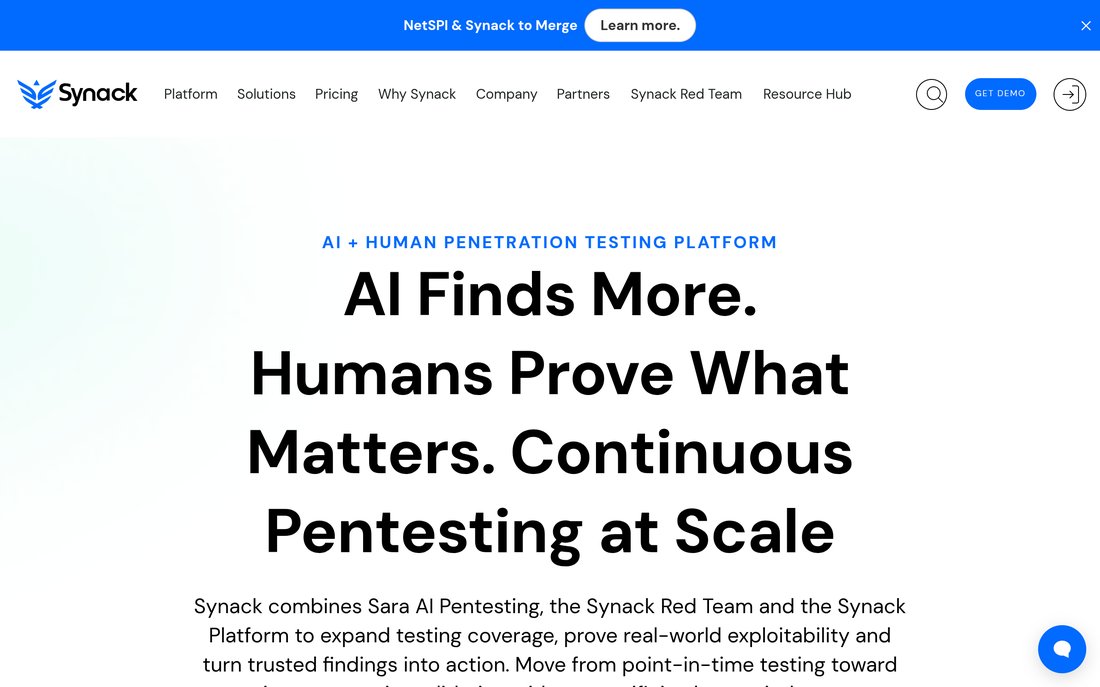 Synack homepage