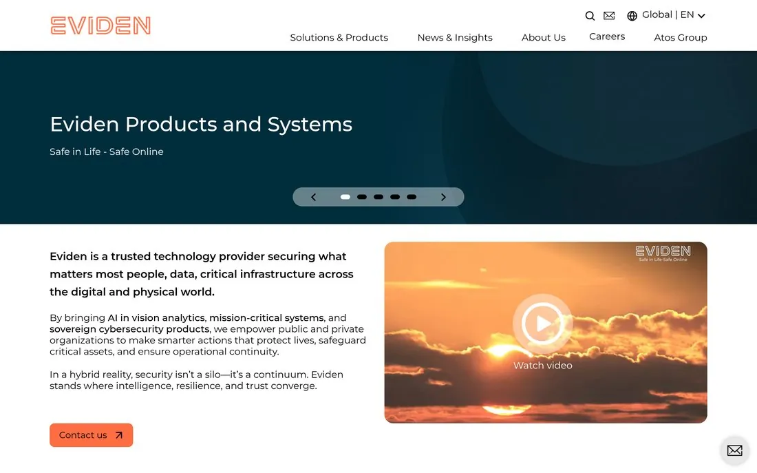 Atos / Eviden homepage - featured in Atlant Security's ranking of the top cybersecurity companies in Europe