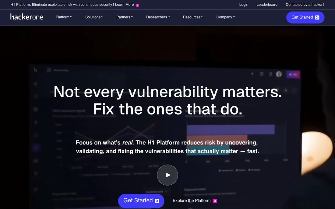 HackerOne (EU Operations) homepage - featured in Atlant Security's ranking of the top cybersecurity companies in Europe