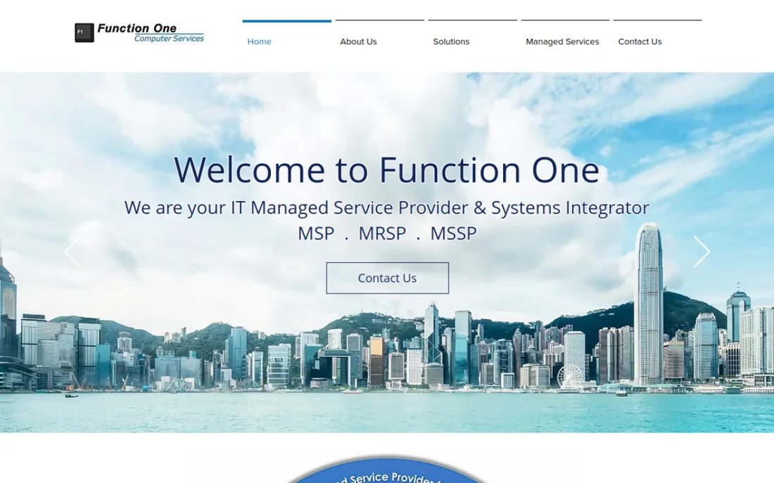 Function One homepage, a cybersecurity provider serving Hong Kong