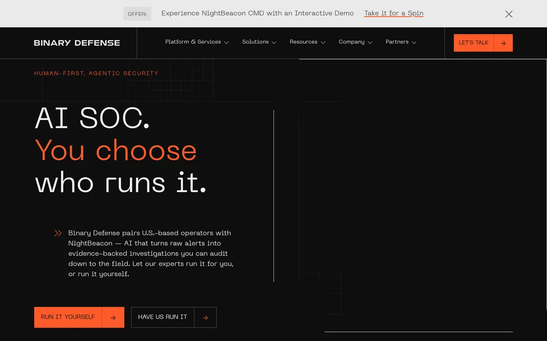 Binary Defense homepage
