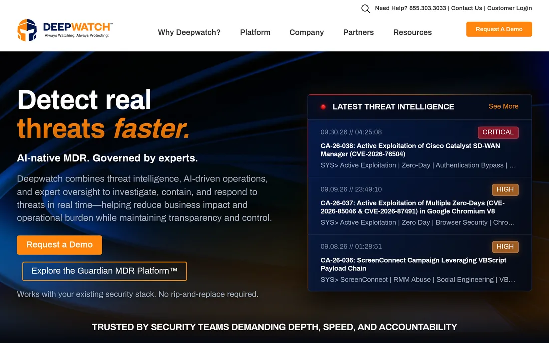 Deepwatch homepage