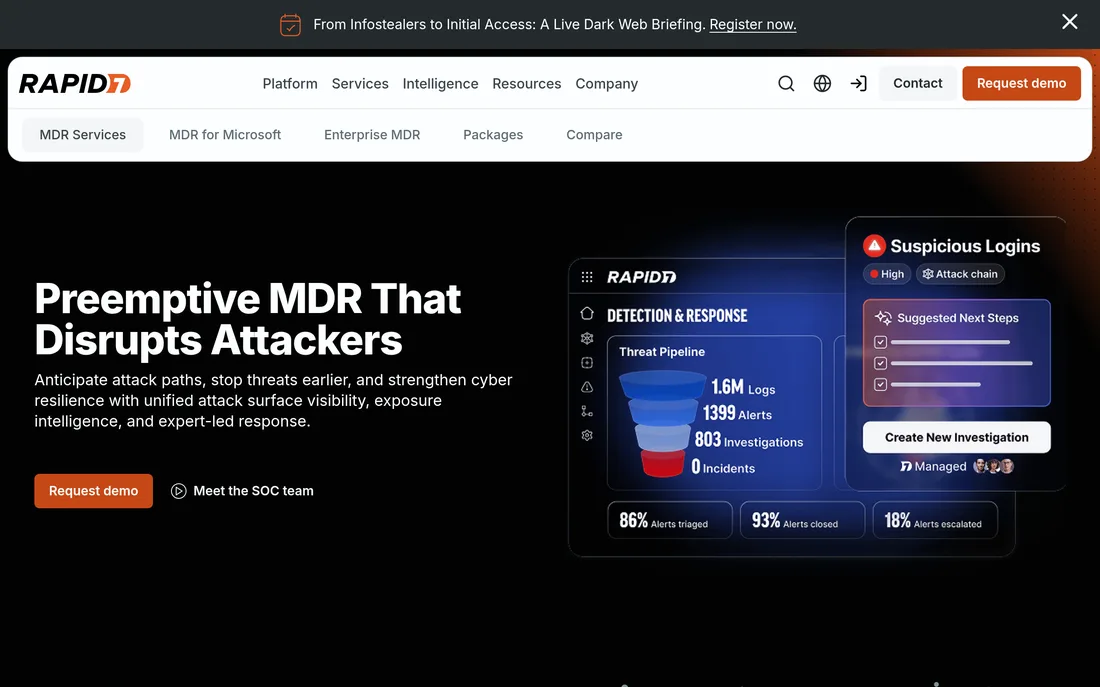 Rapid7 MDR page