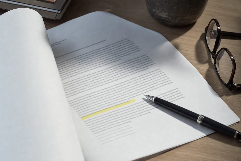 NIST SP 800-171 obligation arriving through a highlighted contract clause on a desk
