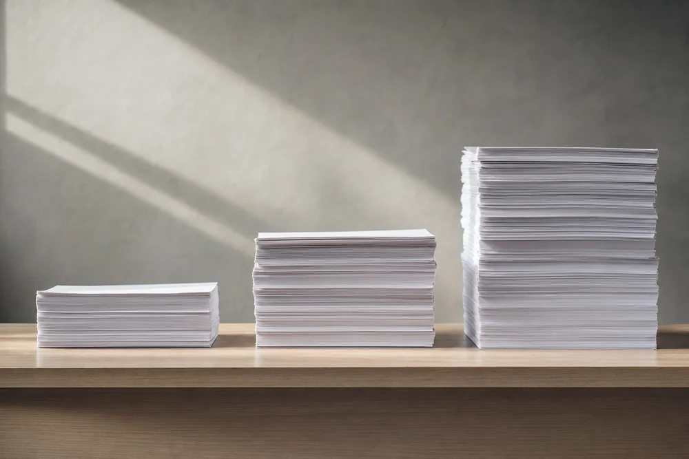 FIPS 199 low moderate and high impact baselines shown as three stacks of paper of increasing height