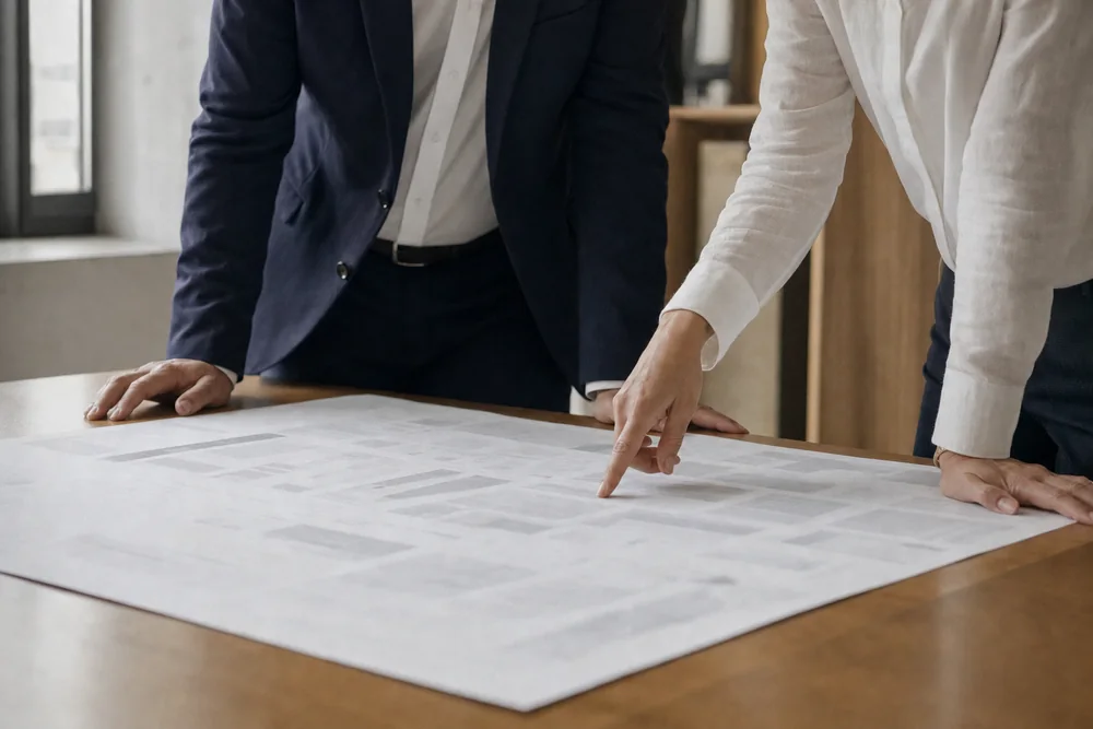 NIST security audit deliverable: a ranked remediation plan being walked through at a table