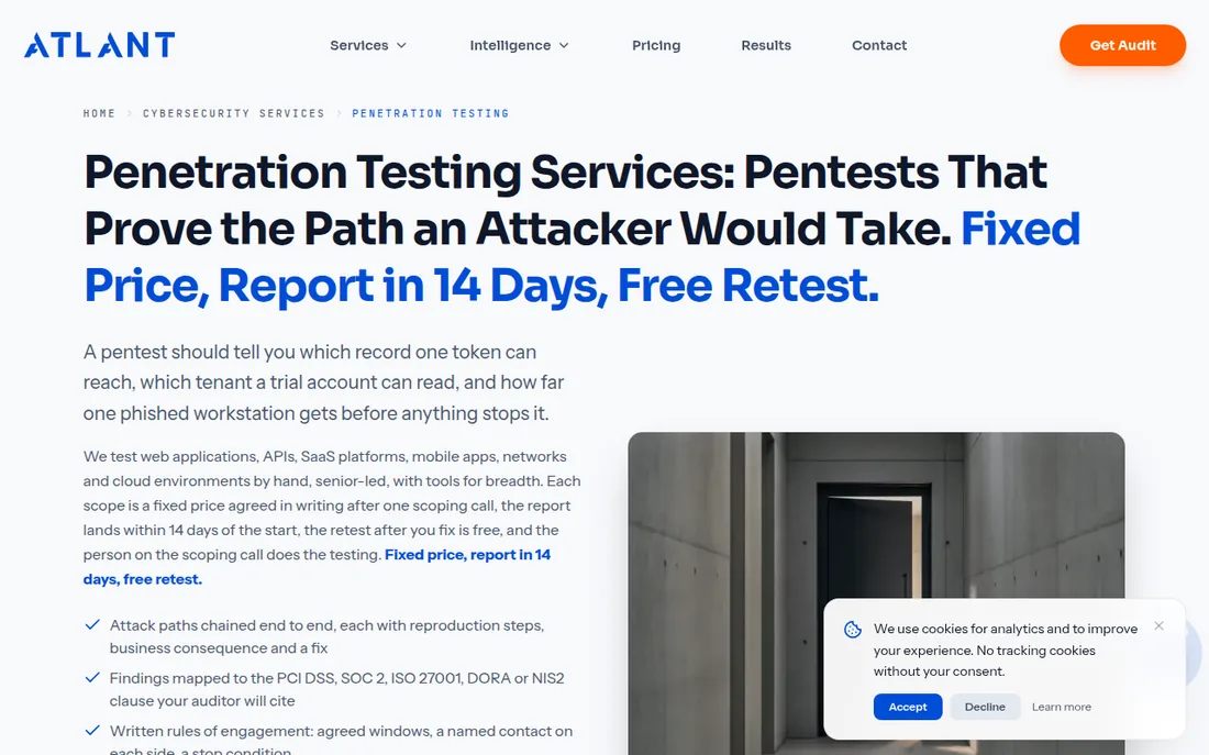 Atlant Security penetration testing page