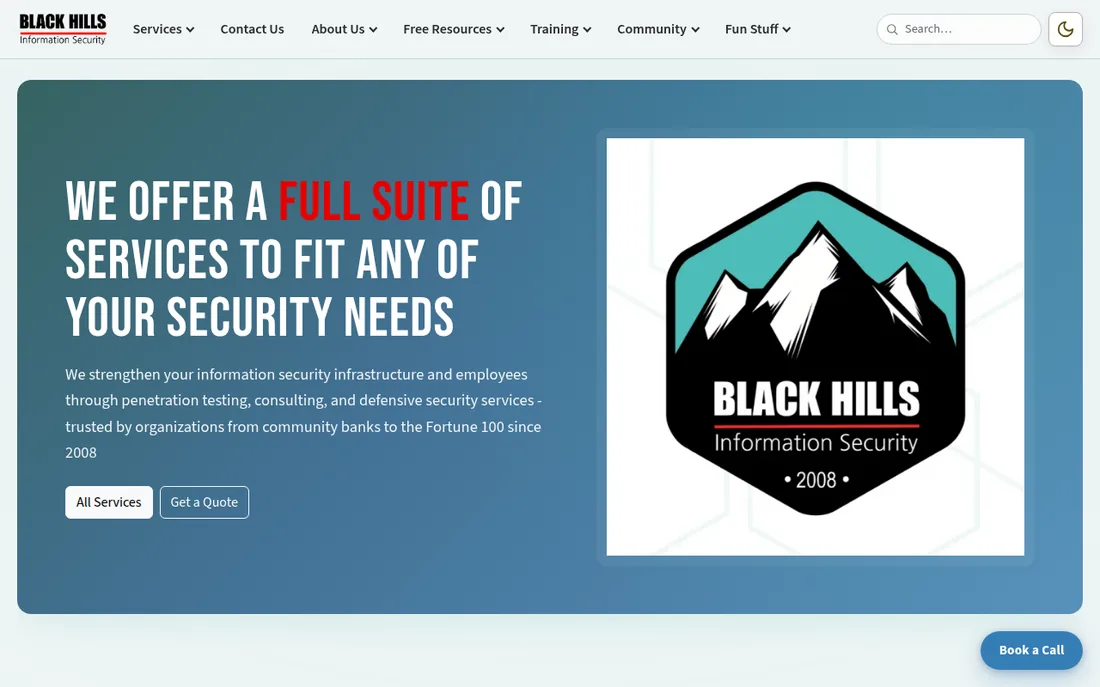 Black Hills Information Security homepage